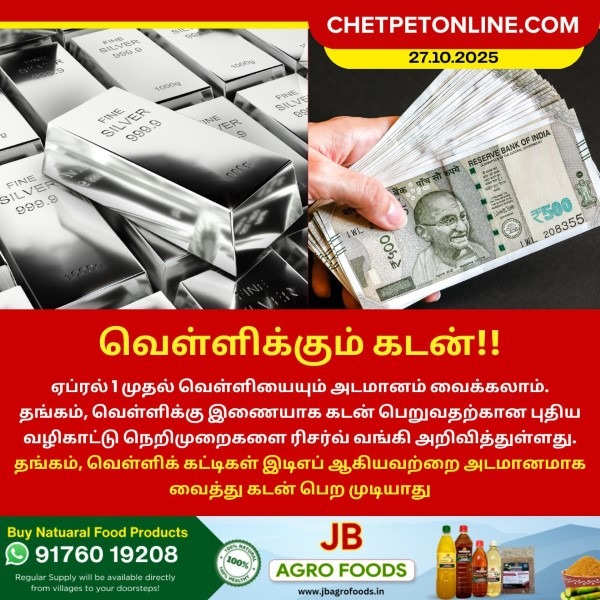வெள்ளிக்கும் கடன் – ரிசர்வ் வங்கி புதிய அறிவிப்பு!