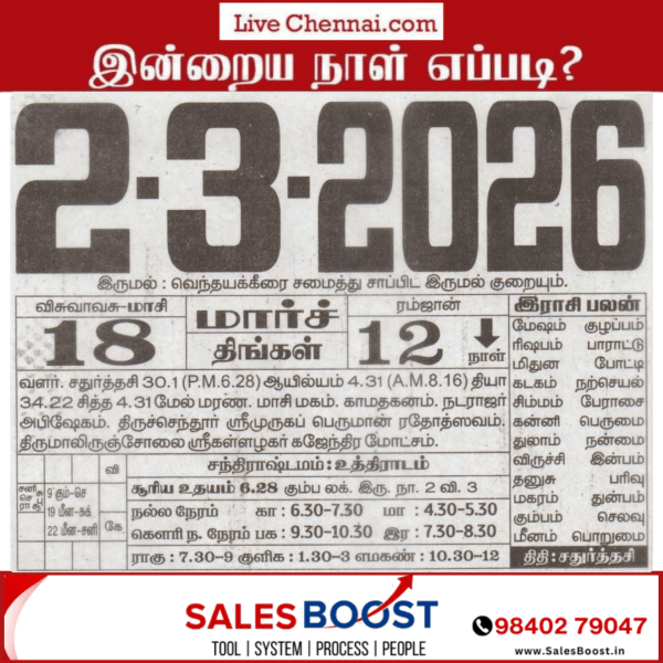 Auspicious (Nalla Neram) time today (Mar 2nd)