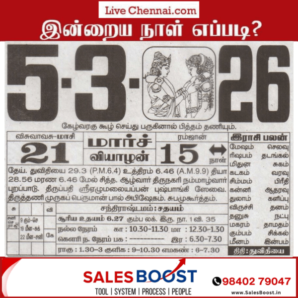 Auspicious (Nalla Neram) time today (Mar 5th)