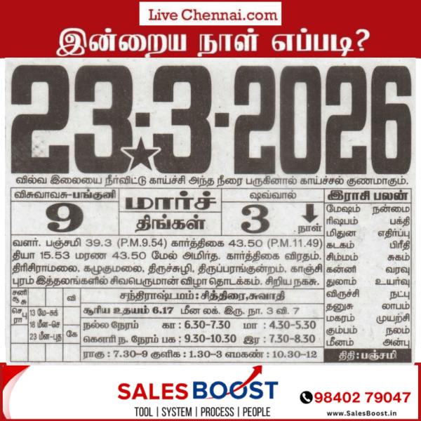 Auspicious (Nalla Neram) time today (Mar 23rd)