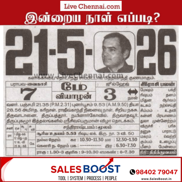 Auspicious (Nalla Neram) time today (May 21st)