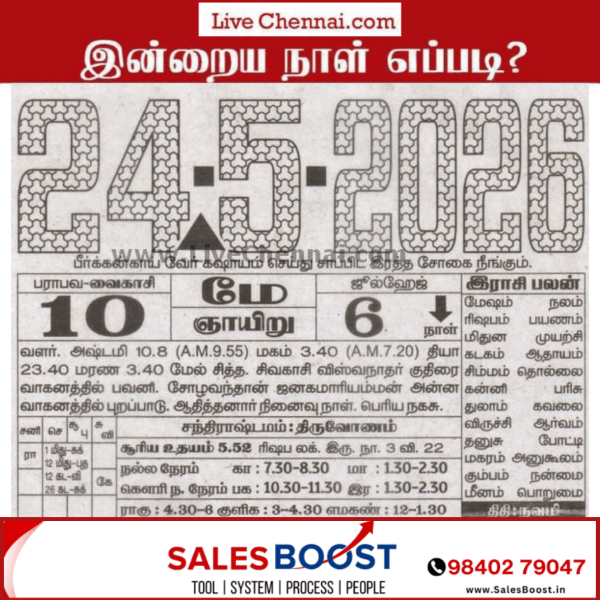 Auspicious (Nalla Neram) time today (May 24th)