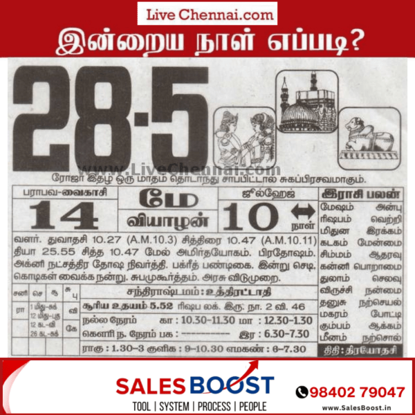 Auspicious (Nalla Neram) time today (May 28th)