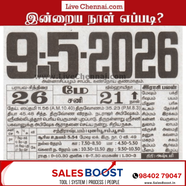 Auspicious (Nalla Neram) time today (May 09th)