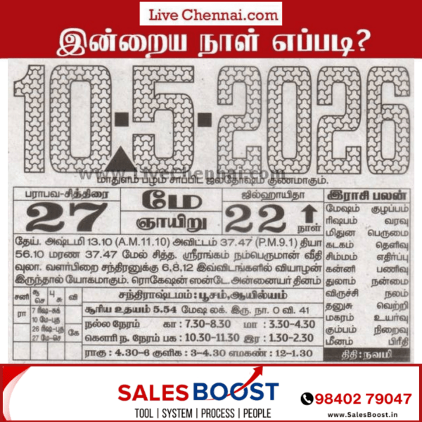 Auspicious (Nalla Neram) time today (May 10th)