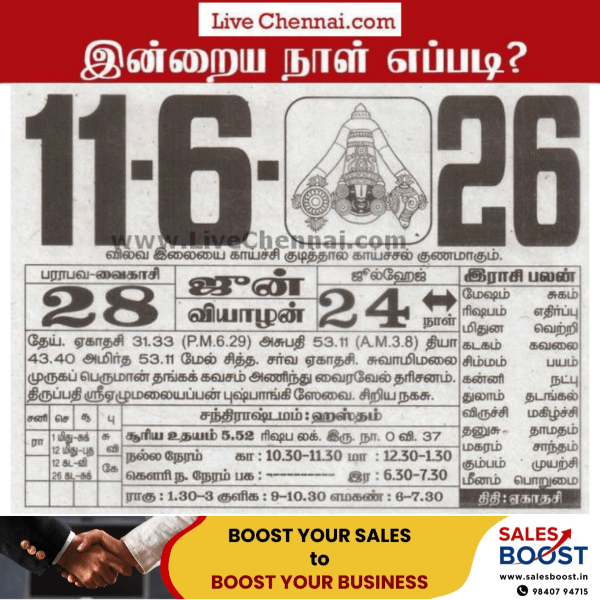 Auspicious (Nalla Neram) time today (June 11th)
