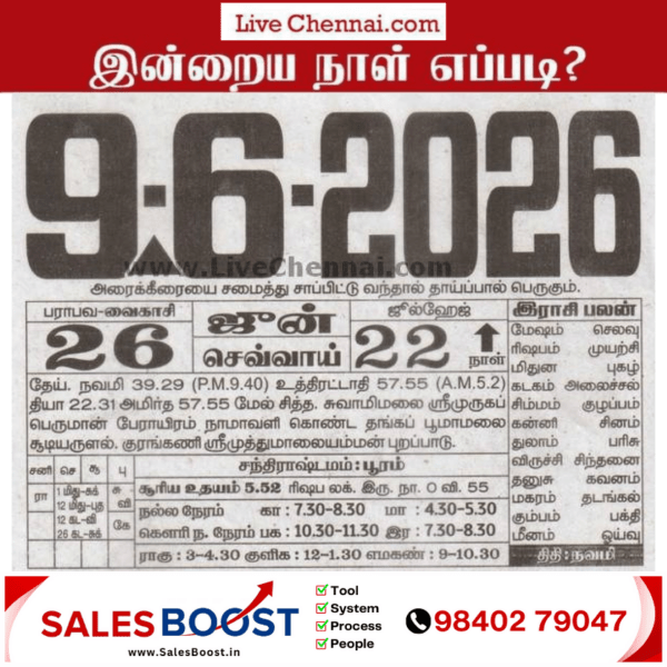 Auspicious (Nalla Neram) time today (June 09th)
