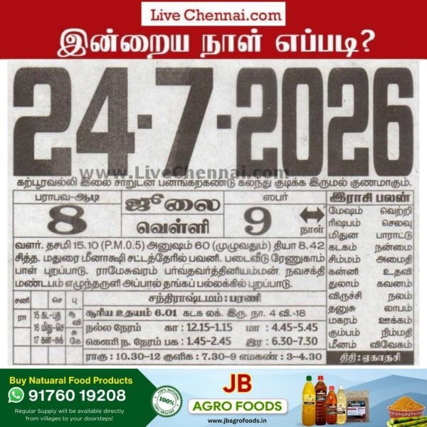 Auspicious (Nalla Neram) time today (July 24th)
